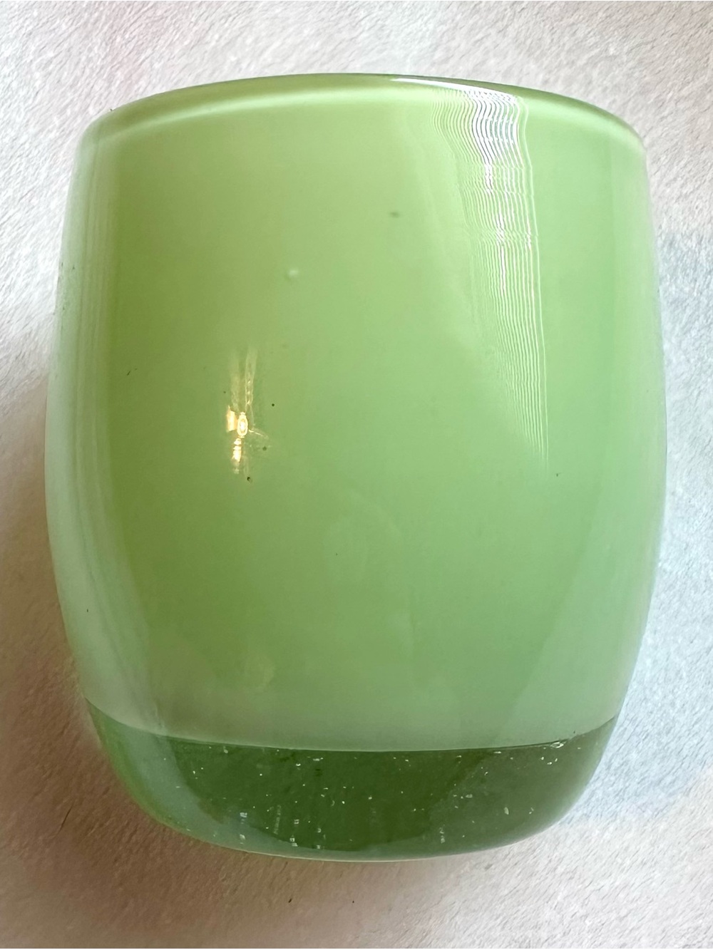 Glassybaby Pre-Triskelion GRATITUDE Lime Green Art Glass Votive Holder 2 Candles